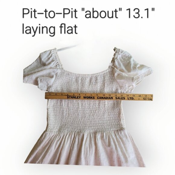 Gap Cream Square Neck Smocked Midi Summer Dress Cotton Lined Size S - Picture 8 of 10